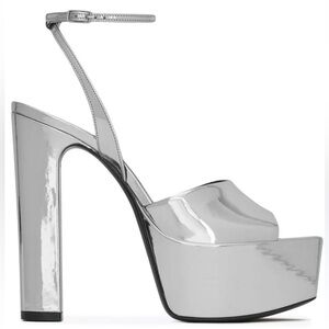 Saint Laurent - Metallic Patent Jodie 95 Platform Sandals